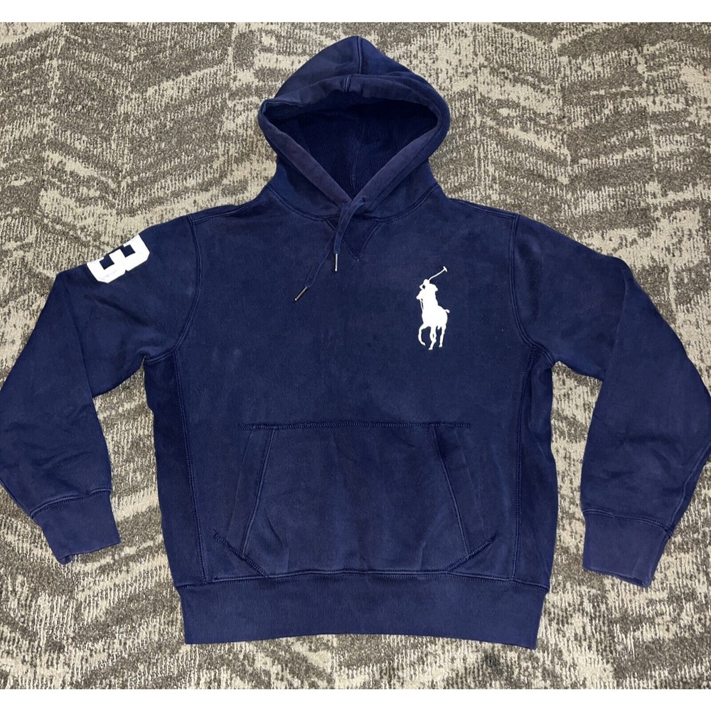 Mens Polo Ralph Lauren Hoodie Mens Medium Navy Big Pony 3 Thermal Hood